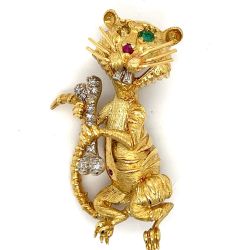 18K Yellow Gold Diamond Brooch
