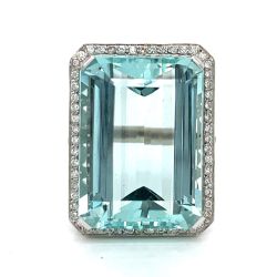 Platinum & 18K White Gold Aquamarine and Diamond Ring

