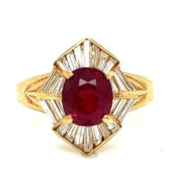 18K Yellow Gold GIA Certified Ruby & Diamond Ring
