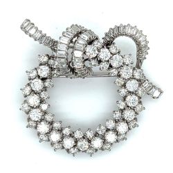 1950's 18K White Gold 10.60 Ct. Diamond Brooch
