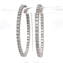 14K White Gold 4.80 Ct. Diamond Hoop Earrings