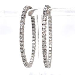 14K White Gold 4.80 Ct. Diamond Hoop Earrings

