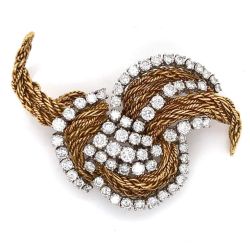 18K Yellow Gold & Platinum 7.50 Ct. Diamond Brooch