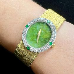 PIAGET 18K Yellow Gold Diamond & Jade Dial Watch