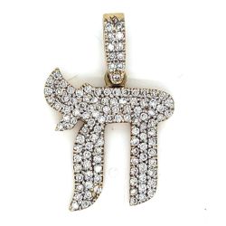 14K Yellow Gold 3.00 Ct. Diamond Chai Pendant
