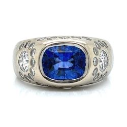 18K White Gold GIA Certified Sapphire & Diamond Ring
