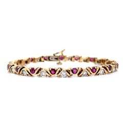 14K Yellow Gold Diamond & Ruby Bracelet
