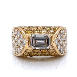 French 18K Yellow Gold Yellow Diamond Ring
