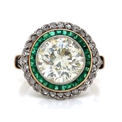 18K & Platinum 4.25 Ct. Diamond & Emerald Ring

