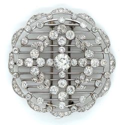 Art Deco Platinum 7.70 Ct. Diamond Brooch
