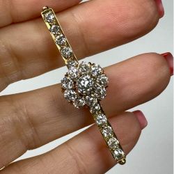 Victorian 18K Yellow Gold Diamond Brooch
