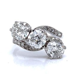 Art Deco Platinum 3.15 Ct. Diamond 3-Stone Ring
