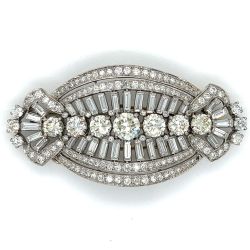 Art Deco Platinum 11.20 Ct. Diamond Brooch
