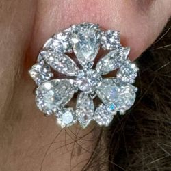 1960's Platinum 8.15 Ct. Diamond Earrings
