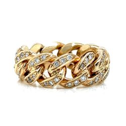 Men’s 14K Yellow Gold Cuban Link Diamond Ring
