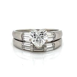 Platinum 1.10 Ct. GIA Certified Diamond Ring & Anniversary Ring Set
