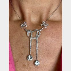 Art Nouveau Platinum Diamond Necklace w/ 18K Chain
