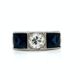 Art Deco Platinum Sapphire & Diamond Ring
