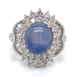 Platinum Star Sapphire & Diamond Ring
