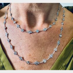 18K White Gold 14.25 Ct. Diamond by the Yard Necklace
