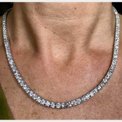 14K White Gold 29.50 Ct. Diamond Tennis Necklace
