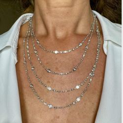 18K White Gold 16.00 Ct. Diamond by the Yard Necklace
