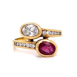 18K Yellow Gold Diamond & Ruby Ring

