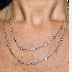 18K White Gold 6.00 Ct. Diamond by the Yard Necklace
