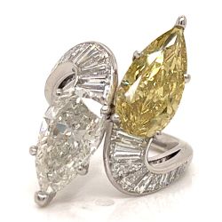 *Art Deco Platinum Fancy Yellow Diamond Ring*