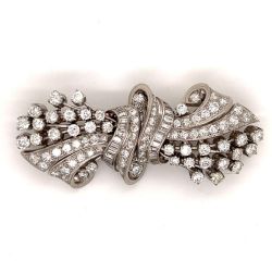 Art Deco Platinum 12.80 Ct. Diamond Clips/Brooch
