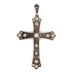 Victorian Silver 1.50 Ct. Diamond Cross Pendant