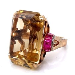 Retro 14K Citrine Cocktail Ring
