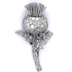 Art Deco 17.50 Ct. Diamond  Flower Brooch

