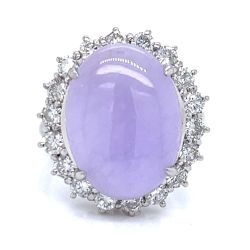 Platinum Lavender Jade & Diamond Ring