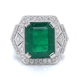 Platinum 7.85 Ct. Emerald & Diamond Ring
