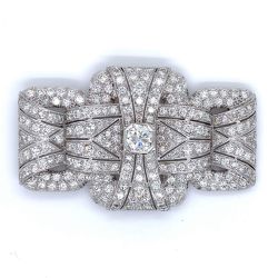 Art Deco Platinum 15.35 Ct. Diamond Brooch