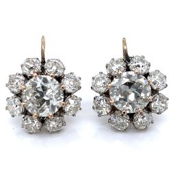 18K & Platinum 12.60 Ct. Diamond Earrings
