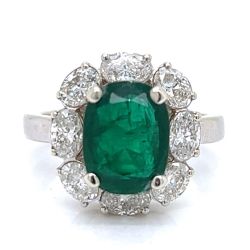 14K White Gold 2.49 Ct. Emerald & Diamond Ring
