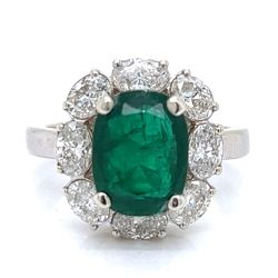 14K White Gold 2.49 Ct. Emerald & Diamond Ring
