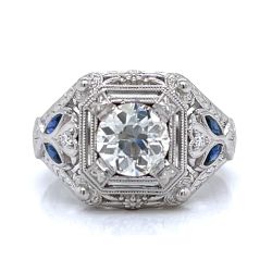 Platinum 1.62 Ct. Diamond & Sapphire Ring