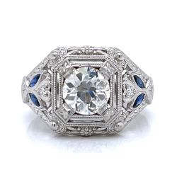 Platinum 1.62 Ct. Diamond & Sapphire Ring
