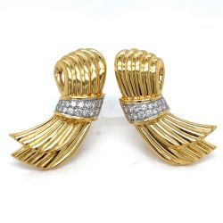 18K Yellow Gold Diamond Earrings