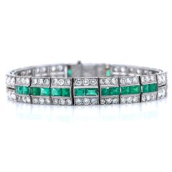 Art Deco Platinum Emerald & Diamond Bracelet
