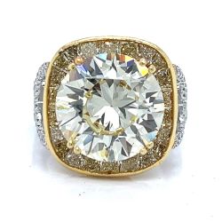 Platinum & 18K Yellow Gold 7.77 Ct. GIA CERTIFIED Diamond Ring
