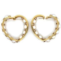1970’s 18K Yellow Gold Diamond Heart-shaped Hoop Earrings
