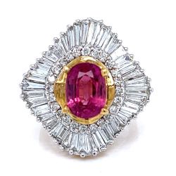 18K Yellow God Pink Sapphire & Diamond Ring
