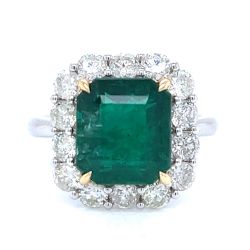 18K White Gold 4.79 Ct. Emerald & Diamond Ring
