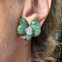 18K White Gold Green Garnet & Diamond Earrings
