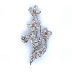 18K White Gold 3.74 Ct. Certified Diamond Flower Brooch
