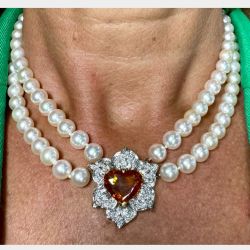 18K White Gold Sapphire, Diamond, & Cultured Pearl Necklace
